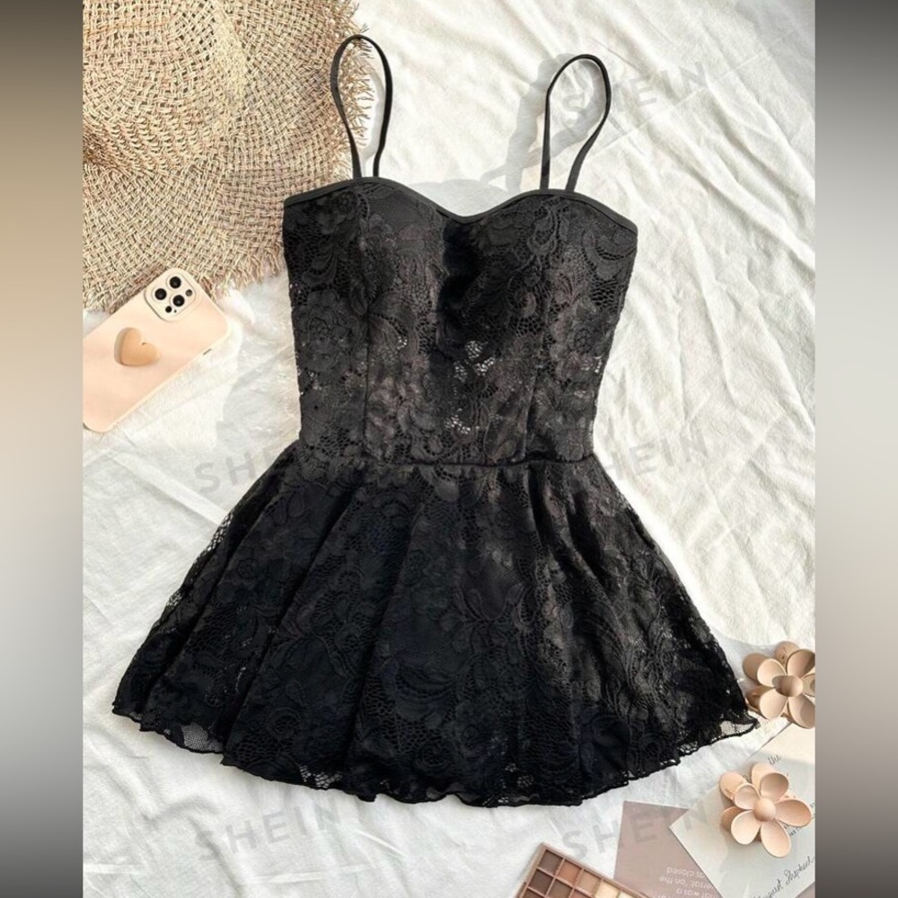 One Piece Lace Cami Swimsuit - Picture 3 of 5
